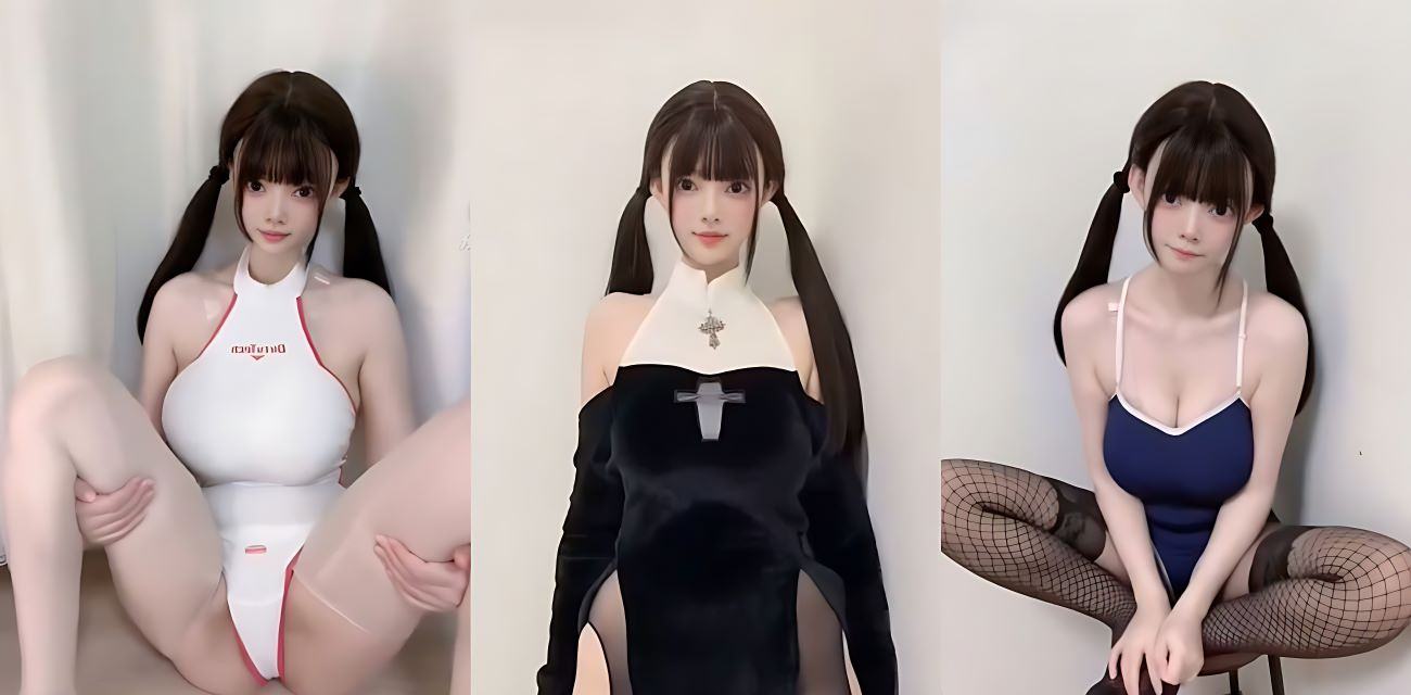 抖音双马尾主播【泡芙】门槛自慰福利流出，黑丝情趣装轮番展示身材，粉嫩小穴被手指道