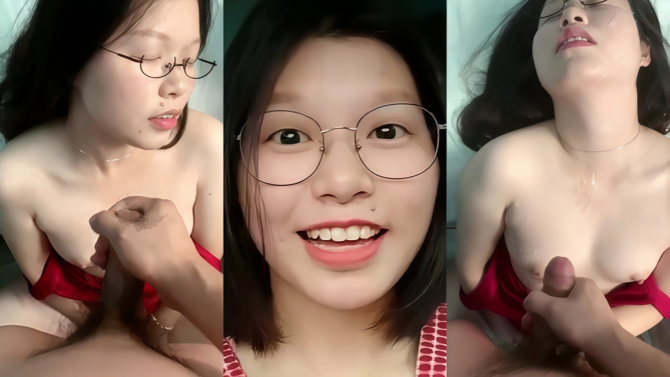 【云盘破解露脸泄密】极度反差眼镜女大生性爱视图流出，表里不一小母狗被精液爆射一脸