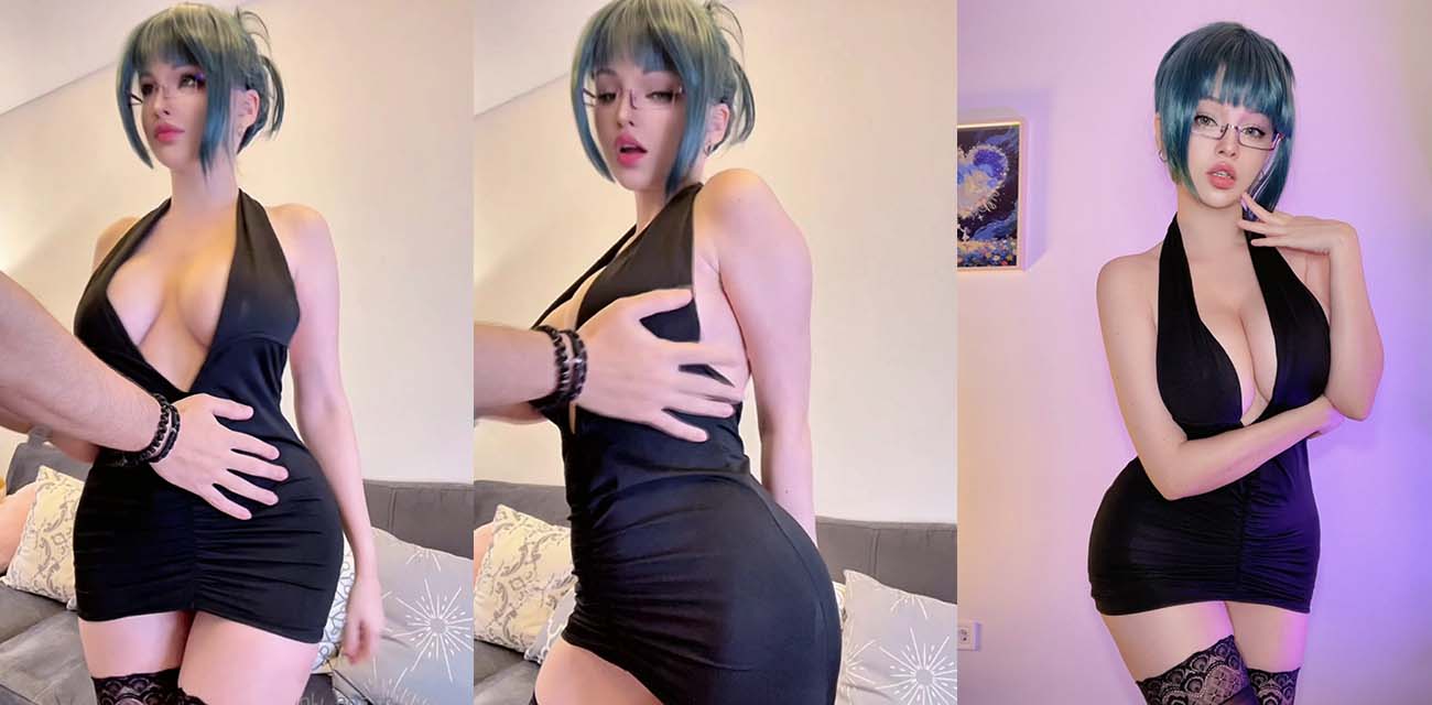 高人气女菩萨【HidoriRose】咒术回战禅院真希Cos，巨乳女神高跟包臀裙狂操各种体位玩