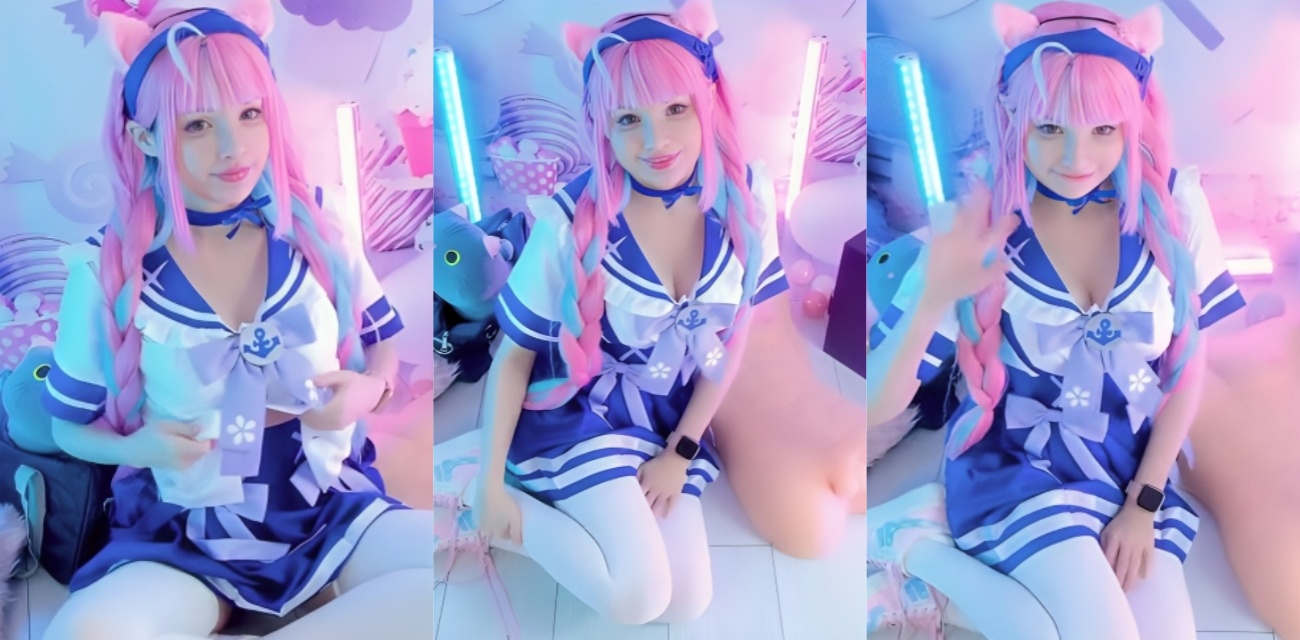 欧美混血网黄【HidoriRose】自慰福利，白丝短裙尽显妩媚，假屌猛插白虎粉穴雪白巨乳令