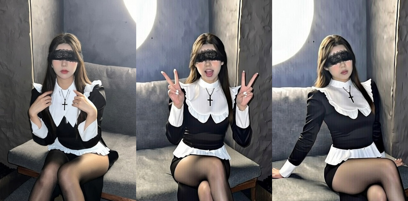 极品御姐【chloelin520】修女制服私拍，轻薄黑丝美腿挑逗诱惑，近距离展示足交榨精技