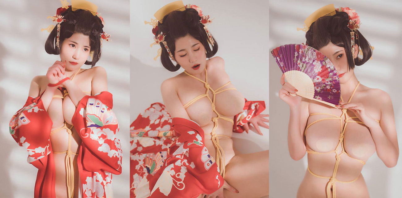 极品福利姬【星澜】和服绳缚私拍流出，巨乳肥臀被勒陷翘臀爬行乳晃屏爆，复古骚体香艳