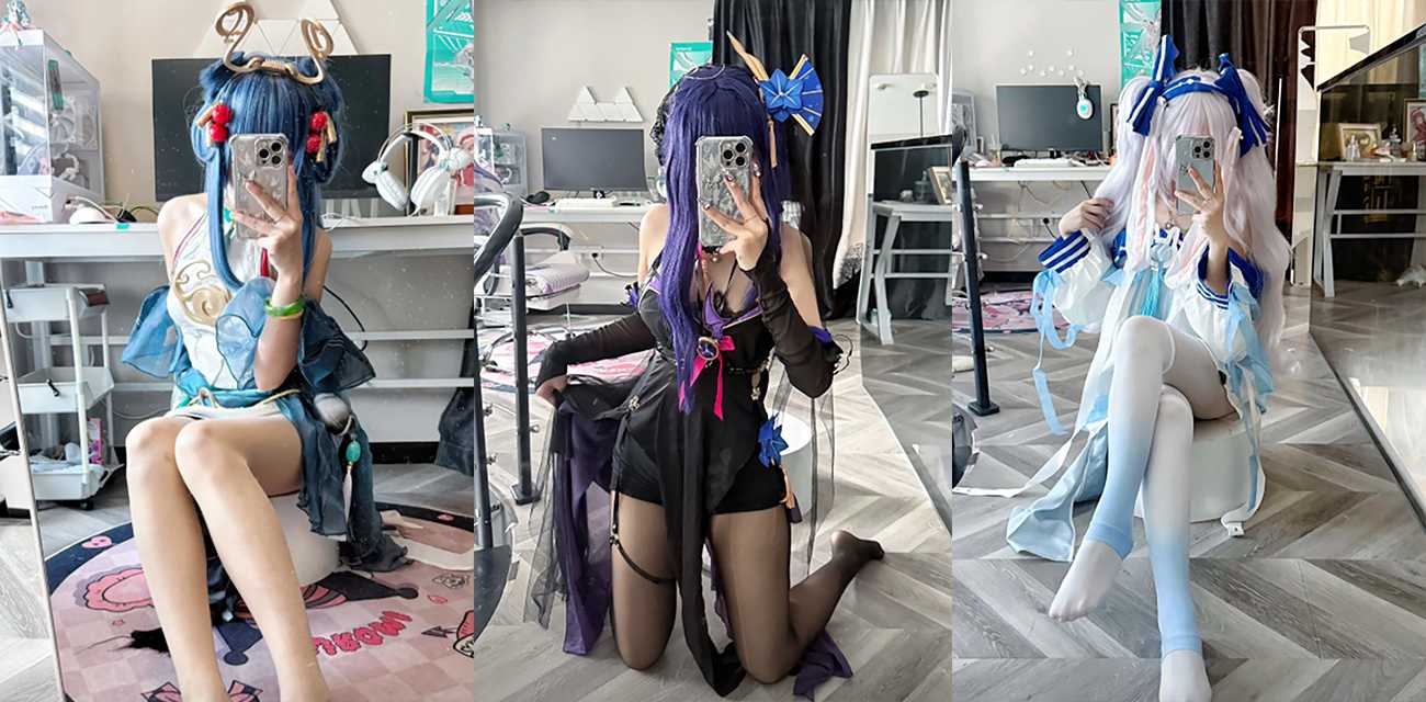 网红coser【兔十一】自慰秀，揉奶撕裆玩假屌，脚底特写丝袜美腿乱蹬