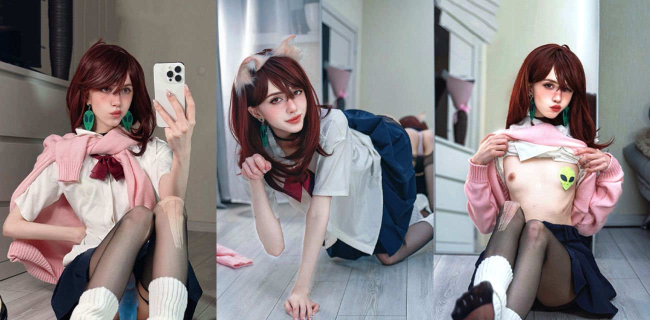 福利姬【poppygirl】COS绫濑桃自慰大秀，黑丝玉足性感撩人，骑乘幻龙猛插骚穴白浆狂流