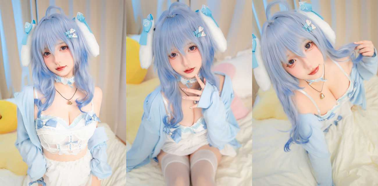 二次元福利姬【神楽坂真冬】最新写真流出，COS原神甘雨雪白酮体美乳提拔，动作挑逗让