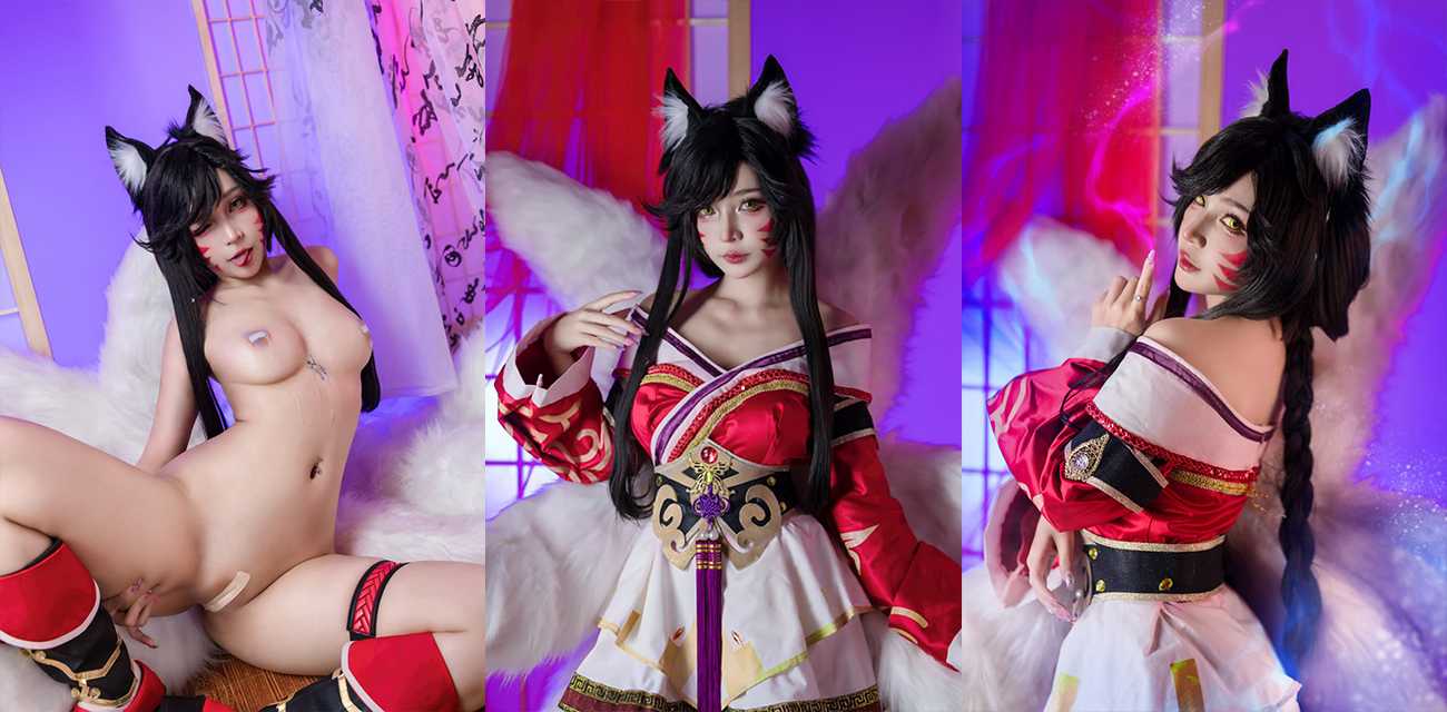 神颜爆乳福利姬【UmekoJ】COS九尾骚狐阿狸魅魔降临，紧身淫装下乳浪臀波翻涌媚眼轻颤
