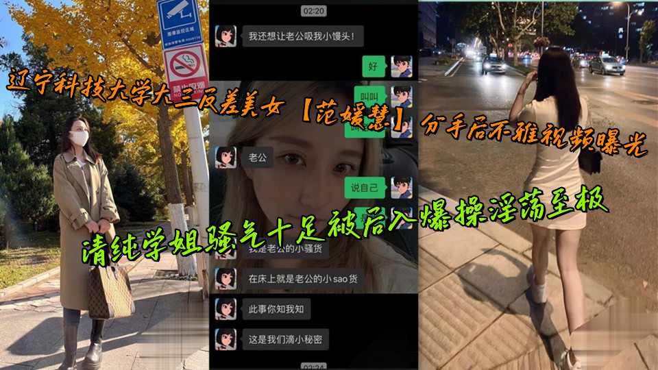 辽宁科技大学大三反差美女【范媛慧】分手后不雅视频曝光，清纯学姐骚气十足被后入爆操